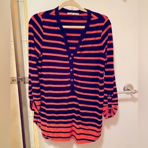 Super comfy soft stretchy striped women's henley shirt
